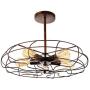 Semi Flush Mount Ceiling Light - BAYCHEER Vintage Pendant Lights Industrial Chandelier Black Metal Cage Hanging Fixture with 5 E26 Bulb Base for Hallway,Restaurant,Warehouse,Barn,Living Room,Rust