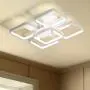 Leniure White Square LED Light Ceiling Lamp Chandelier Lighting Fixture 18'' Wide 18'' Deep 6'' High, Dimmiable