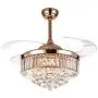 SenHome 42inch Crystal Ceiling Fan Light LED Chandelier Crystal Acrylic Retractable Blade Ceiling Lamp Rose Gold Chandelier Fan for Living Room/Dining Room/Hall
