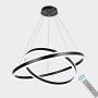 Meenyo Contemporary Chandelier Lighting LED Dimmable Ceiling Hanging Light 2 Ring Dining Room Chandeliers Modern Living Room Light Fixtures Foyer Bedroom Pendant Lights Black 31.5''Dia 88W