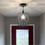 HMVPL Adjustable Pendant Lighting Fixture, Modern Iron Industrial Mini Swag Hanging Lamps with Glass Shade for Kitchen Island Bedroom Hallway Bar Living Room