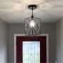 HMVPL Adjustable Pendant Lighting Fixture, Modern Iron Industrial Mini Swag Hanging Lamps with Glass Shade for Kitchen Island Bedroom Hallway Bar Living Room