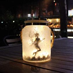 Kaixoxin Solar Lantern Fairy Lights Ideal for Great Gifts White Frosted Glass Hanging Jar Solar Lights Outdoor Decorative 20 Warm White Mini LED String Lights (Fairy)