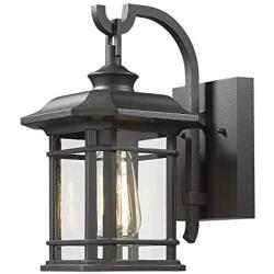 Eapudun Outdoor Wall Mount Light | Modern Exterior Porch Lantern Light Fixture, Matte Black Die-cast Aluminum Finish with Clear Glass, WLA1300-MBK