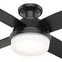 Hunter Dempsey Low Profile Indoor / Outdoor Ceiling Fan with LED Light and Remote Control, 44'', Matte Black