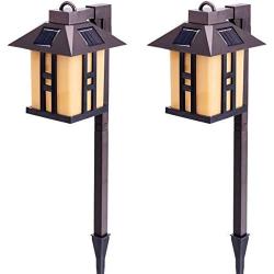 GIGALUMI Solar Powered Path Lights, Solar Garden Lights Outdoor, Landscape Lighting for Lawn/Patio/Yard/Pathway/Walkway/Driveway (2 Pack)…