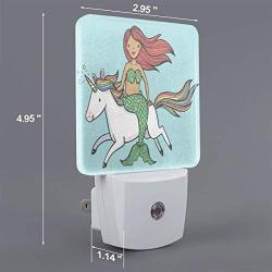 Mermaid Tail Girl Rainbow Unicorn - Night Light - Plug-in LED Nightlights - Auto Dusk-to-Dawn Sensor Lamp for Bedroom Bathroom Kitchen Hallway Stairs