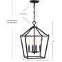 JONATHAN Y JYL7436A Pagoda Lantern Dimmable Adjustable Metal LED Pendant, Classic, Traditional for Dining, Living Room, Kitchen, 12'' 4-Bulb, Oil Rubbed Bronze