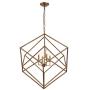 26.5'' W x 29.5''H Cubist Large Chandelier 4 Light Multifaceted Frame Interlock Openwork Geometric Metal Pendant Lamp Dining Room Entry Living Room(Antique Gold)