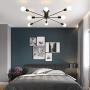 Garwarm 8-Light Sputnik Chandelier Black Industrial Semi Flush Mount Ceiling Light Fixture Mid Century Modern Pendant Light for Kitchen Farmhouse Living Room