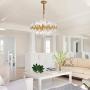 Moooni Modern Luxury Round Crystal Chandeliers Brass Pendant Ceiling Light Fixture for Kitchen Island Dining Room Brass Frame D 24.4”x H23.6”