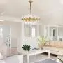 Moooni Modern Luxury Round Crystal Chandeliers Brass Pendant Ceiling Light Fixture for Kitchen Island Dining Room Brass Frame D 24.4”x H23.6”