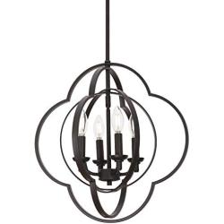 VINLUZ Modern Globe Chandeliers Farmhouse 4-Light Oil Rubbed Bronze Metal Kitchen Island Pendant Lighting, Industrial Ceiling Hanging Lamp for Dining Room Bedroom Hallway