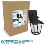 Home Luminaire 31703 Spence 1-Light Outdoor Wall Lantern with Seeded Glass and Built-in GFCI Outlets, Black