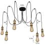 KARMIQI 6 Lights Industrial Chandelier Hanging Pendant Lighting, Adjustable Spider Ceiling Lighting Fixtures for Living Room Dining Bedroom Hall Hotel- Black