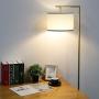 Yueximei LED Gold Floor Lamp,Mid Century Modern Floor Lamp Standing Light, Tall Pole Lamp with Hanging Drum Shade, floor lamps modern for Living Room , Reading Room ,Bedroom,Office (LED Bulb Included)