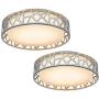 Ceiling Light Fixtures 2 Pack, VICNIE 14 inch 20W 1400 Lumens LED Flush Mount, Dimmable 3000K Warm White, Brush Nickel Finished, ETL Listed Metal Body Acrylic Lampshade