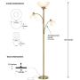 Brightech Sky Dome Double – High Brightness Torchiere Floor Lamp with 2 Reading Lights for Living Rooms, Bedrooms – Replace Halogen Standing Lamps with Efficient LED Office Lighting - Tall Brass Pole