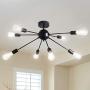 8 Lights Sputnik Chandelier Black Industrial Flush Mount Kitchen Hallway Bedroom Rustic Ceiling Light Fixtures