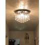 CLAXY Ecopower Vintage Flush Mount Crystal Chandelier Oil Rubbed Bronze Ceiling Fixture 3 Lights