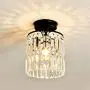 Semi Flush Mount Crystal Chandelier，Modern Black Ceiling Light Fixture，Ceiling Lamp for Farmhouse Hallway Entryway Kitchen Dining Room Closet