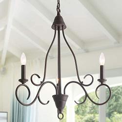 LALUZ A03476 Bronze Farmhouse Chandelier Rustic Pendant Light for Foyer, Entryway and Dining Room