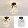 Semi Flush Mount Crystal Chandelier，Modern Black Ceiling Light Fixture，Ceiling Lamp for Farmhouse Hallway Entryway Kitchen Dining Room Closet