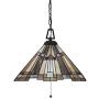 LITFAD Art Deco Pendant Lamp Craftsman Tiffany Geometric Hanging Lamp Stained Glass Pendant Lighting Fixture in Multi Color Ceiling Hanging Light for Dining Room Restaurant Coffee Shop Bar- 8''
