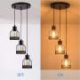 Weesalife 3-Lights Pendant Light with Black Matal Cage Shade, Industrial Hanging Light Fixtures, Adjustable Pendant lamp for Kitchen Island, Barn, Dining Room, Cafe, Farmhouse