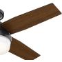 Hunter Dempsey Low Profile Indoor / Outdoor Ceiling Fan with LED Light and Remote Control, 44'', Matte Black