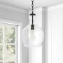 Henn&Hart PD0273 Industrial 1 Contemporary Blackened Bronze with Glass Shade for, Kitchen, Dining, Living Room, Foyer Pendant Light, Black