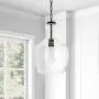 Henn&Hart PD0273 Industrial 1 Contemporary Blackened Bronze with Glass Shade for, Kitchen, Dining, Living Room, Foyer Pendant Light, Black