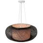LITFAD Black Lantern Pendant Lighting LED Hanging Lamp Modern Weave Single Light Pendant Lamp Ceiling Hanging Light with Adjustable Cord for Restaurant Dining Room Bedroom - 19.8'' (50 cm)