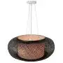 LITFAD Black Lantern Pendant Lighting LED Hanging Lamp Modern Weave Single Light Pendant Lamp Ceiling Hanging Light with Adjustable Cord for Restaurant Dining Room Bedroom - 23.5'' (60 cm)