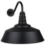 Large Gooseneck Barn Light | The Redondo Standard Warehouse Steel Dome on a Gooseneck | Modern Farmhouse Barn Lighting Made in America (16'' Gooseneck, Matte Black)
