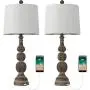 BOBOMOMO 27.75 USB Table Lamp with Charging Port Set of 2 Antique Retro Nightstand Lamp for Bedroom Living Room Resin Classic Bedside Washed Brown Desk Lamps with White Fabric Shade BOBOMOMO 27.75 USB Table Lamp with Charging Port Set of 2 Antique Retro Nightstand Lamp for Bedroom Living Room Resin Classic Bedside Washed Brown Desk Lamps with White Fabric Shade