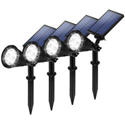 Techwood Solar Lights Outdoor,180°Adjustable Solar spot Lights,Upgraded Waterproof 2-in-1 Wireless Spotlights,Auto On/Off Landscape Lights with Sensor for Garden,Yard, Patio,Driveway,4 Pack(White)