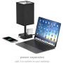 COZOO USB Bedside Table & Desk Lamp with 3 USB Charging Ports and 2 Outlets Power Strip,Black Charger Base with Black Fabric Shade, LED Light for Bedroom/Nightstand/Living Room (Black-Large)