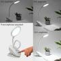 Miday Clip on Lamp,Battery Powered Reading Lamp,Clip on Light for Bed Clip on Battery Light with 3 Brightness Level,USB Rechargeable, Reading Lamp