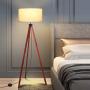 Floor Lamps for Living Room, KINGSO Wood Tripod Floor Lamp, Standing Light Flaxen Lamp Shade with E26 Bulb Base, Floor Lamps for Bedrooms Study Room Office