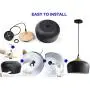 Modern Pendant Light Fixture, D11.4'' Black Metal Lampshade Wood Pattern Dome Minimalist Industrial Ceiling Hanging Light for Kitchen Island, Dining Room, Living Room, Bedroom Restaurant