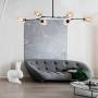 TopJiä Industrial Sputnik Chandelier,E26 Vintage Nordic Metal Pendant Lighting Dining Room Living Room Bedroom Ceiling Light with Adjustable Branches and Glass Light Shade Black 6 Light