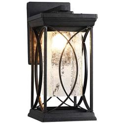 Modern Outdoor Wall Light Exterior Light Fixtures, Black Aluminum with Crack-Like Glass Create Gorgeous Lighting Effects UL and IP65 Waterproof Wall Sconce Outdoor for Garage, Front Porch Lighting