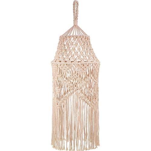 Knitting Lamp Shade Ceiling Light Shade Fitting, Boho Hanging Pendant Light for Living Room, Bedroom and Bathroom, Handwoven Bohemian Home Decor, Warm White (Bulb Not Included)