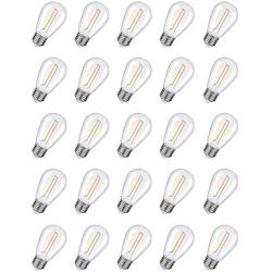 EMITTING Shatterproof & Waterproof S14 Replacement LED Light Bulbs –1W Equivalent to 10W, White Warm 2200K Outdoor String Lights Vintage LED Filament Bulb, E26 Base Edison LED Light Bulbs (S14-25PACK)