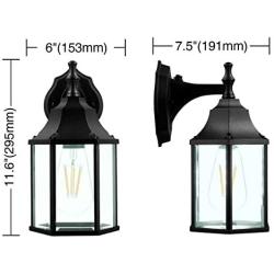 LED Dusk to Dawn Sensor Outdoor Wall Lantern with E26 Based,2700K,1100lumens,Classic Outdoor Wall Sconces Front Door House Patio Garden Yard Garage,2 Pack,Black,9149