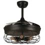 NOXARTE Industrial Ceiling Fan with Lights and Remote Control Reverse Retractable Blades Chandelier Lighting Fixture for Bedroom Living Room 36 Inch