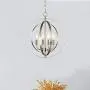 MICSIU Globe Chandelier 4-Light Metal Industrial Spherical Pendant Light Fixture Modern Hanging Lighting Brushed Nickel Finish for Dining & Living Room, Foyer and Kitchen, Hallway and Entryway