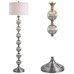 JONATHAN Y JYL1019A Oslo 60.5'' Glass/Metal LED Floor Lamp Contemporary,Transitional for Bedrooms, Living Room, Office, Reading, 60.5 inches, Mercury Silver