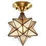 Modo Lighting Moravian Star Light Fixture Seeded Glass Flush Mount Ceiling Light Antique Brass Ceiling Lamp for Living Dining Room Porch Entry E26, 1 Light